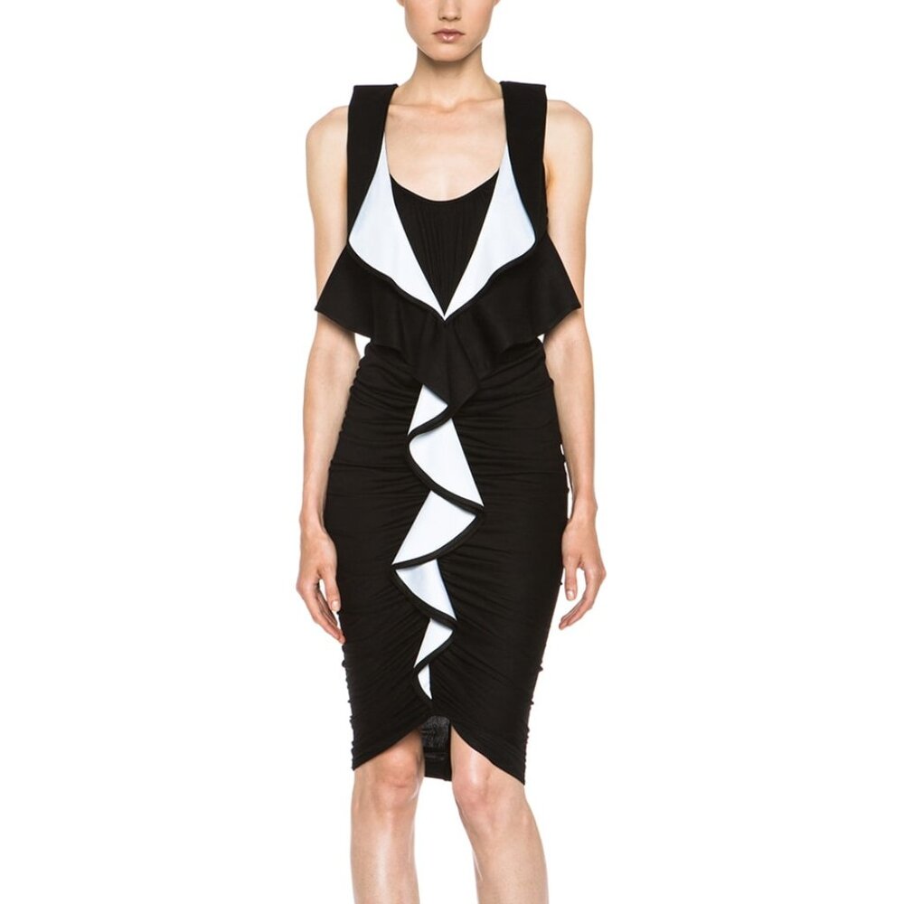 Givenchy PF/13 Black Ruffle Jersey Sleeveless Dress